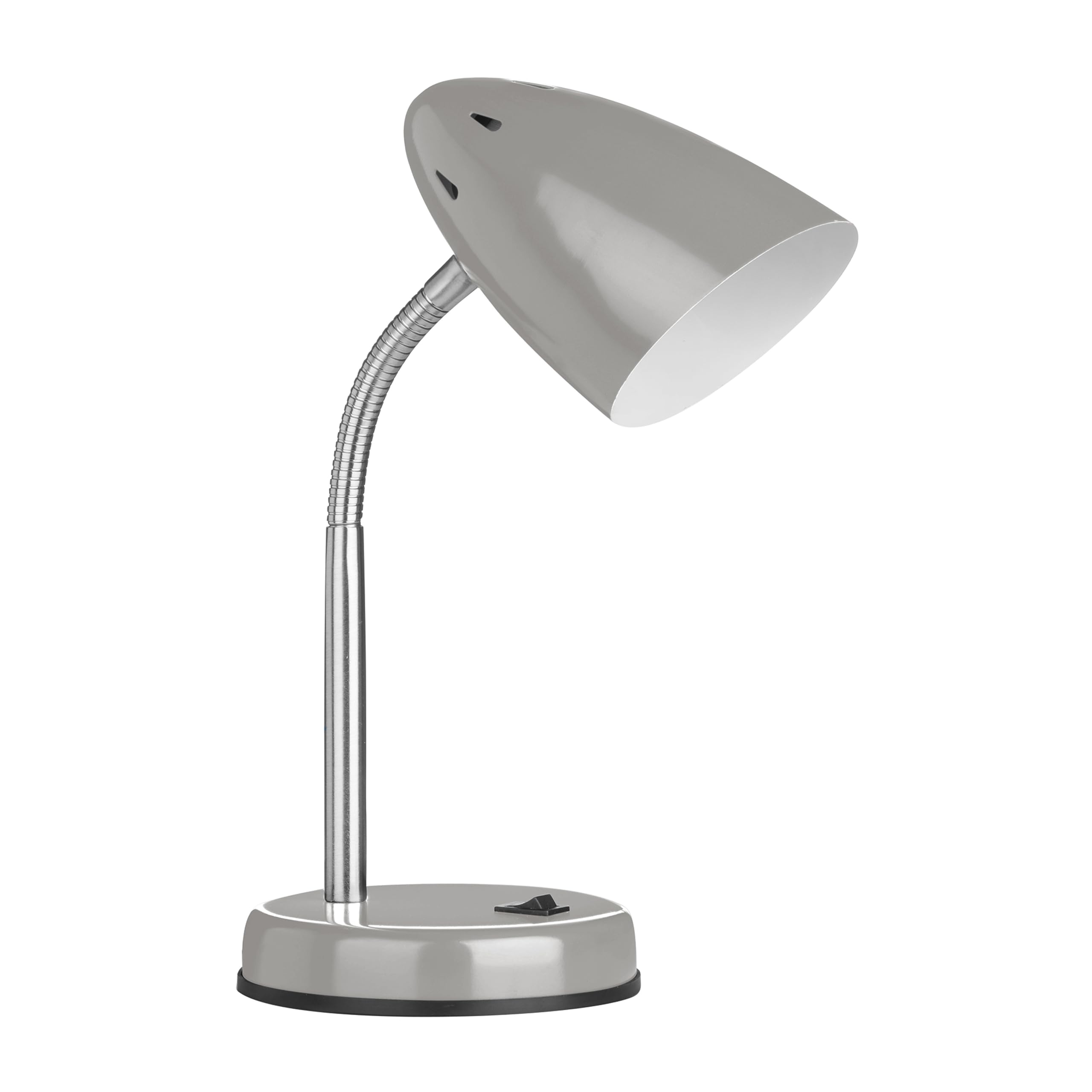 Premier Housewares Desk Lamp, Grey, Flexible, Edison Screw, Study Lamp, Small Desk Lamp, H37 x W13 x D13cm