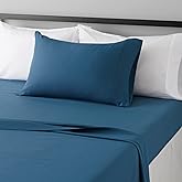 Amazon Basics Lightweight Breathable Brushed Microfiber 3-Piece Bed Sheet Set with 14-Inch Deep Pockets, Wrinkle Resistant, Twin, Dark Teal, Solid