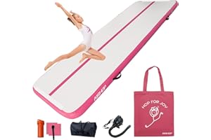 AIRHOP Gymnastics Tumbling Mat 4/8 Inches Thick, 10ft/13ft/16ft/20ft Air Track Tumble Inflatable Training Mats for Kids Home Use, Gym, Cheerleading with Electric Pump