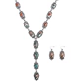 TOPACC Western Jewelry for Women White Turquoise Cowgirl Necklace with Boho Earings Set