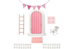 BLMINIATURES Fairy Garden Hand Carved Secret Elf Miniature Tiny Door with Fairy Accessories