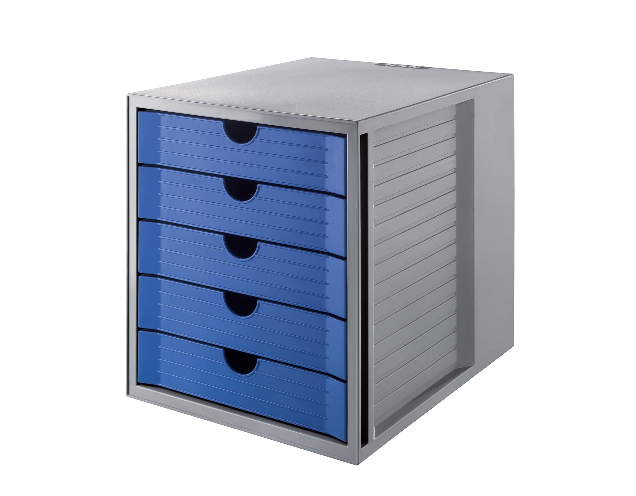 HAN 14508-16, SYSTEMBOX KARMA. Innovative Drawer set, attractive design, BLUE ANGEL certified, with 5 closed drawers, grey/eco-blue