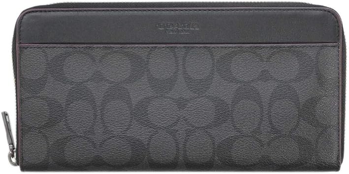 Amazon コーチ 財布 F N3a Coach メンズ ラウンドファスナー長財布 トラベル ウォレット シグネチャー キャンバス ブラック ブラック オックスブラッド 財布