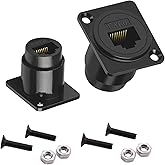 Danfetsoy RJ45 Panel Mount Connector 2Pcs, Ethernet Panel Mount, D-Type RJ45 Cat6 Female to Female Through Socket, etc (2pack