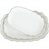 Kassel Set of 2 Serving set 8-inch 60oz Deep Serving Dishes, Microwave and Dishwasher Safe Salad Bowl, Large Dinner Bowls for Entertaining, Fruit, Soup, Pasta, (14”/12”/10”, Small Oval)