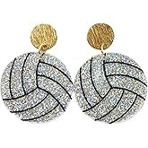 Acrylic Glitter Sports Ball Dangle Earrings for Women Sparkling Football Volleyball Basketball Baseball Drop Earrings Game Day Sport Theme Jewelry Gift