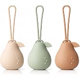 Andy Bear Silicone Pacifier Holder Case, Baby Paci Storage Case Silicone, Portable Leakproof One-Piece BPA-Free Set of 3-Ivory Sage Brown