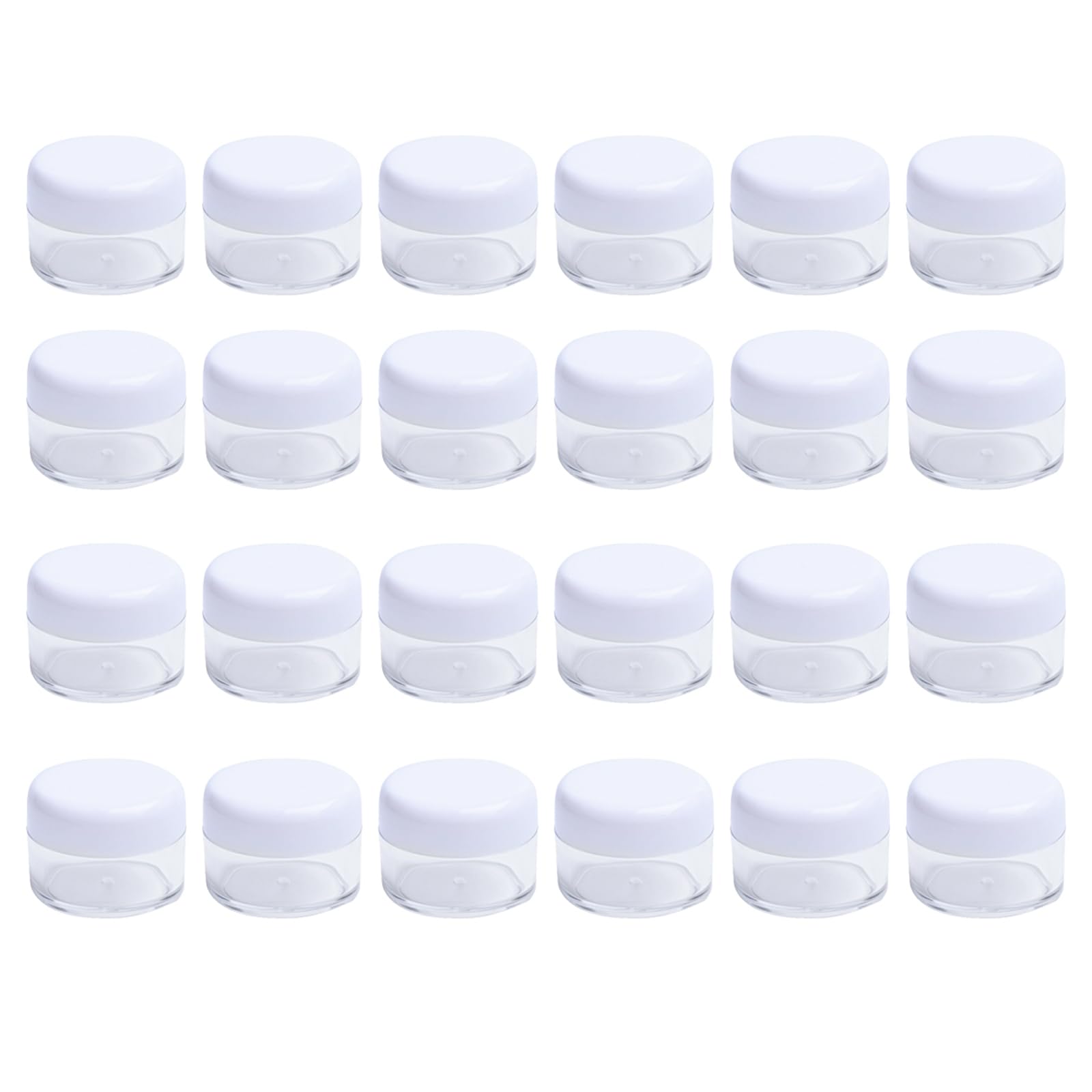 24PCS 15 Gram 15ml 0.5oz Refillable White Plastic Screw Cap Lid with Clear Base Empty Plastic Sample Container Jars for Cosmetic Make Up Cream Lotion Eye Shadow Nails Powder Gems Jewelry