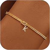 Fezodo Initial Bracelets for Women Girls, Dainty 18K Gold Plated Knot Letter Bracelet Non Tarnish Friendship Initial Bracelet Gold Bracelets for Women Teen Girls Bridesmaid Friends Jewelry Gifts