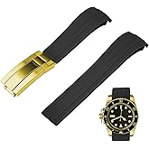 Juntan 18mm 20mm 21mm 22mm Curved End Rubber Watch Band, Tapered Silicone Curved Replacement Watch Strap for Men Women with Classic Diving Buckle