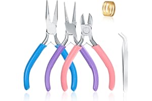 JMHNEWHOPE Jewelry Pliers, Pliers for Jewelry Making, 3pcs Jewelry Making Pliers Tools with Needle Nose Pliers, Round Nose Pliers and Wire Cutter for Jewelry Repair, Crafts, Jewelry Making Supplies