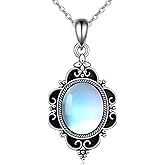 KQF Moonstone Necklace for Women 925 Sterling Silver Vintage Moonstone Necklace Moon Stone Pendant Jewelry Gifts for Women Mom