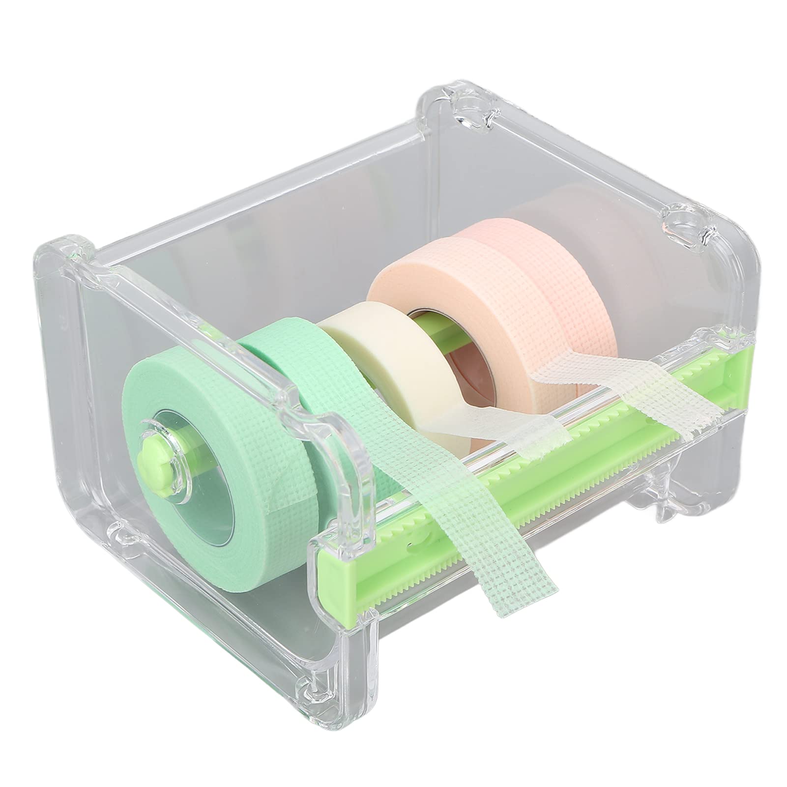 Agatige Transparent Desktop Washi Tape Dispenser Cutter, Washi Masking Tape Storage Dispenser Tape Roll Holder Masking Tape Desktop Tape DIY Sticker Roll Tape Cutter Holder Storage - Green