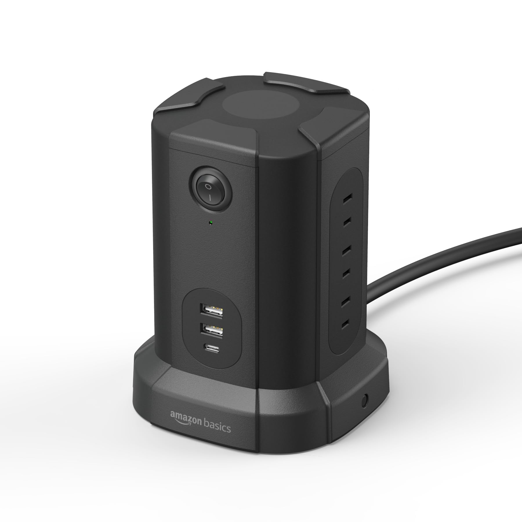 Amazonベーシック 八角形 電源タップタワー ACコンセント9個/USB-Aポート2個/USB-Cポート1個 15A コード1.8mブラック の商品画像