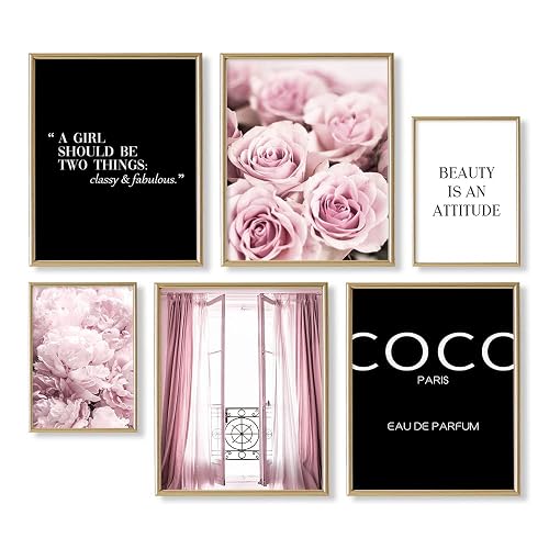 Motivational Quotes Wall Art - Glam Pink Designer Pictures Wall Decor ...