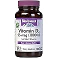 Bluebonnet Vitamin D3 1000 IU 25 mcg - Strong Bones & Immune Support Supplement for Women & Men* Soy-Free, Gluten-Free, Non-GMO, Vegetarian - Highly Absorbable Vitamin D - 180 Veggie Capsules