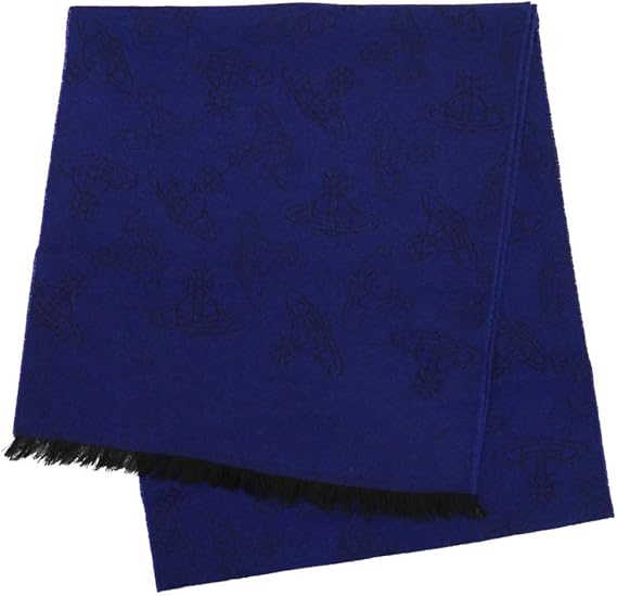 Amazon メンズマフラー ストール ショール 防寒 オシャレ 肌触り良い クリスマスプレゼント ヴィヴィアン ウエストウッド Vivienne Westwood マフラー K9 ダークブルー オーブ柄 男女兼用 並行輸入品 服 ファッション小物 通販