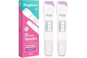 PregSeen 2X Pregnancy Test with Week Indicator - Tell You How Many Weeks Pregnant, 25 MIU/ml Pregnancy Test for Early Detecti