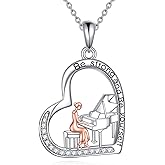 YONFQE Piano Necklace 925 Sterling Silver Music/Dance Pendant Musical Instruments Jewelry Gifts for Women Piano Lovers