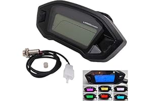 YSMOTO Universal Motorcycle Speedometer Tachometer Digital Odometer Fit for All Motorcycles with DC 12V,Adjustable for 7 Colors
