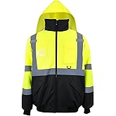 PAFESTER High Visibility Reflective Safety Jackets for men 300D Oxford 100% Waterproof Thermal Rain Coats for Cold Weather