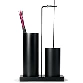 2 in 1 Incense Burner Holder for Sticks,Glass Incense Holder with Storage,Upside Down Incense Holder for Sticks with Glass Ash Catcher for Meditation Yoga Spa Room Home Decor[Full Black]