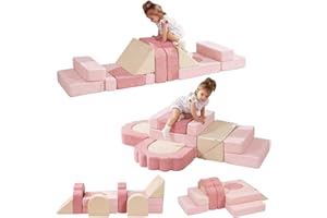 HAHASOLE Foam Climbing Toys for Toddlers, 13pcs Climb and Crawl Activity Playset, Soft Play Climbing Blocks for Toddlers, Indoor Crawling Sliding Toys, High-Density Foam Play Structures for Playroom