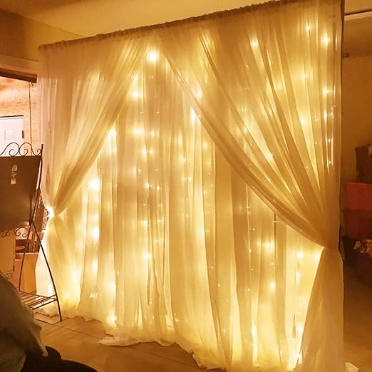 Solmore Led Lichterkette Vorhang Leuchtvorhang Warmweiss 3m X 3m