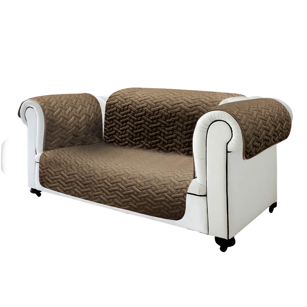 BEST DIRECT Original Sofa Cover as Seen on TV Water Resistant Sofa Cover Protector Armchair Cover Extra Soft with Two Sides (Beige/Brown, 2 Seats)