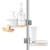 Buoluty Clawfoot Tub Shower Caddy,Clawfoot Tub Accessories | Shower Rod Not Included,Stainless Steel Shower Shelves