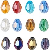Craftdady 200Pcs 7-8x6mm Faceted Glass Teardrop Spacer Beads Random Mixed AB Color Crystal Loose Beads for DIY Jewelry Making with 1mm Vertical Hole