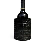 Ottimo Marble Wine Chiller & Champagne Bucket – Tall 7” 100% Marble Stone Bottle holder or Bucket and is a Perfect Wine Accessories Gift or Set for Wine Lovers, Parties, Women, or Hostess (Black)