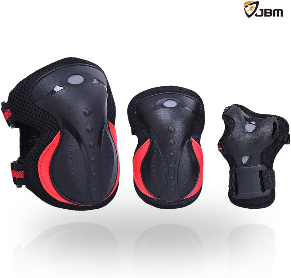 JBM international JBM Adult/Children Outdoor Activities Knee Pads and Elbow Pads with Wrist Guards Impact Resistant Protective Gear for Skateboarding, Inline Roller Skating, BMX Biking