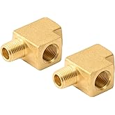 SUNGATOR 2PCS Barstock Street Tee Fittings, Brass Pipe Fitting, 1/8" NPT Female x 1/8" NPT Male x 1/8" NPT Female Brass Fitti