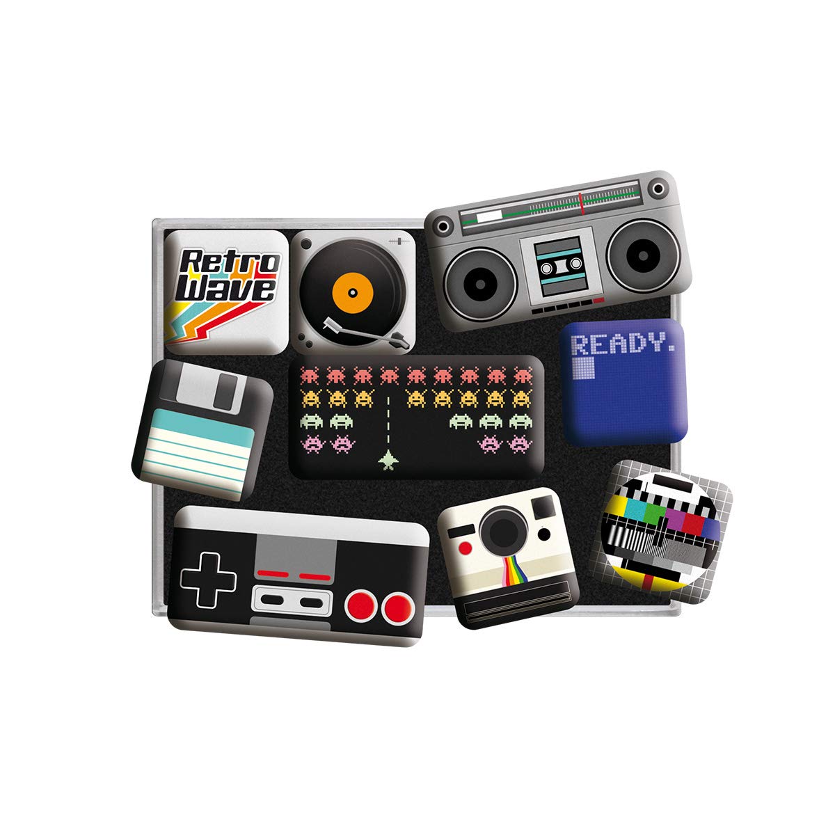 Nostalgic-Art 83070 Achtung - Retro Wave Media, Magnet Set (9pcs)