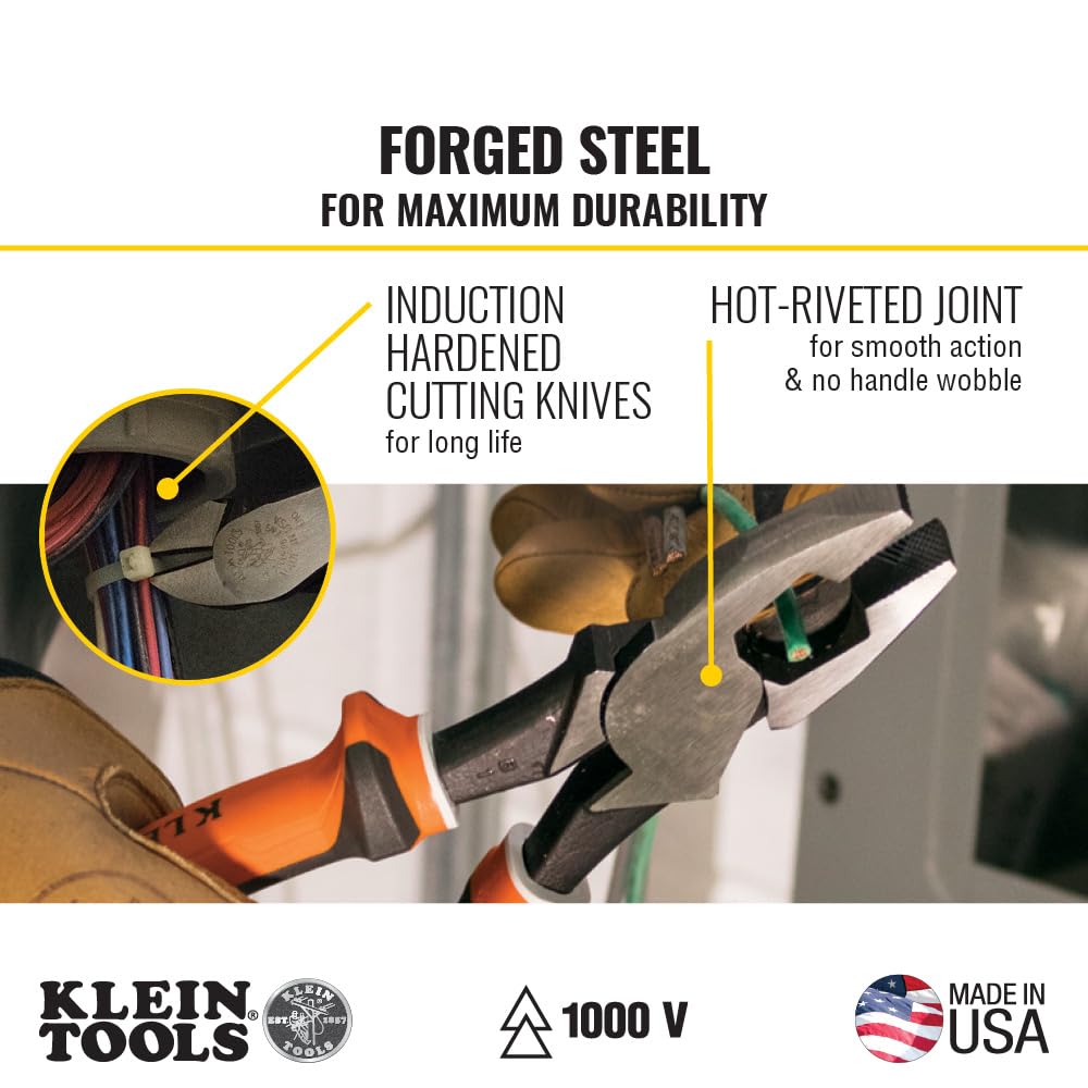 Klein Tools 94130 1000V Insulated Screwdriver Tool Set with #2 Phillips and 1/4-Inch Cabinet Slim Tips, 2 Pliers and Wire Stripper