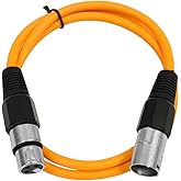 SEISMIC AUDIO - SAXLX-3 - 3' Orange XLR Male to XLR Female Patch Cable - Balanced - 3 Foot Patch Cord