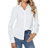 jonivey Womens Stretch Button Down Long Sleeve Shirt Soft Basic Wrinkle Free Work Business Formal Casual Blouse