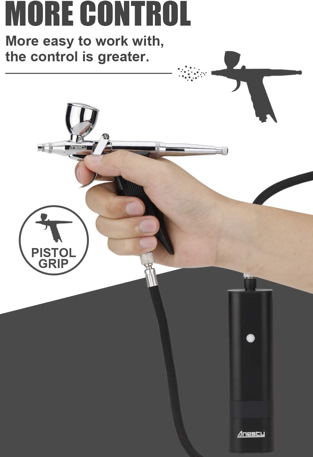 Anesty AHPPro High Pressure Cordless Airbrush Kit, Portable Airbrush Compressor,Connect Air Hose Compressor for Makeup,Cake Decoration,Barber, Painting Model,Painting Nail: Arts, Crafts & Sewing