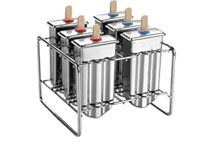 Stainless Steel Ice Molds for DIY Popsicles, Reusable Lolly Maker with Holder Rack, & Rust-Resistant for Juices Yogurt Ice Cr