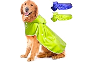 Weesiber Dog Raincoat Waterproof, Reflective Dog Rain Jacket Coat with Transparent Brim Hood, Adjustable Lightweight Puppy Poncho Slicker(X-Large, Fluorescent Green)