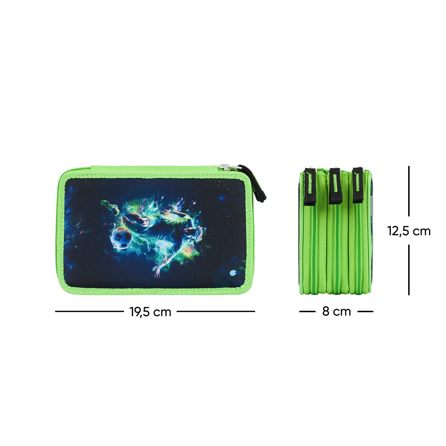 Baagl 3 Fach Federmäppchen für Jungen Mädchen, Schulmäppchen für Schreibwaren, Schulsachen Federtasche, Jungen Federmappe, Mäppchen für Schule (Fußballspieler) 6