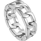 ChainsPro Fidget Ring Cuban Link/Spinner Rings for Men 18K Gold Tone/Stainless Steel/Black Cuban Ring Size #06-#12 Mens Rings