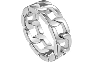 ChainsPro Fidget Ring Cuban Link/Spinner Rings for Men 18K Gold Tone/Stainless Steel/Black Cuban Ring Size #06-#12 Mens Rings