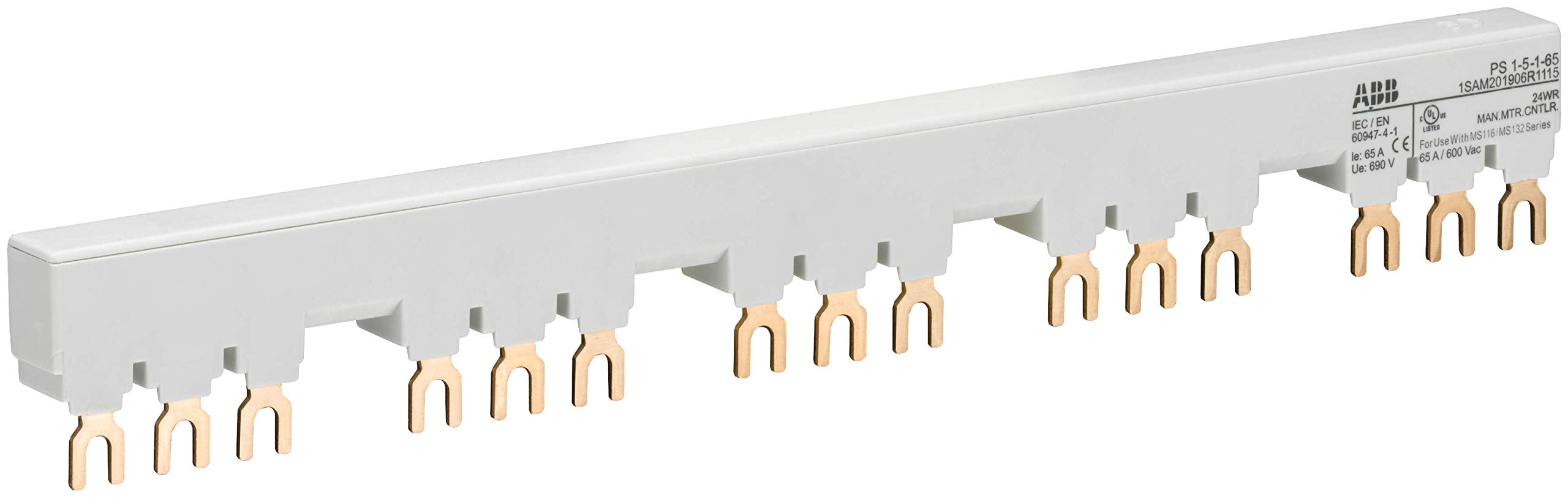 ABB PS1-5-1-65 3 Phase Busbar for 5 MS116 / MS132 with 1 HK/SK, Ie=65A (ABB1SAM201906R1115)