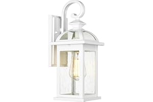 Darkaway Outdoor Lights Fixtures Wall Mount, Outdoor Wall Sconce with Seeded Glass, Waterproof Exterior Lights for House, Front Porch, Patio (1 Pack, White)