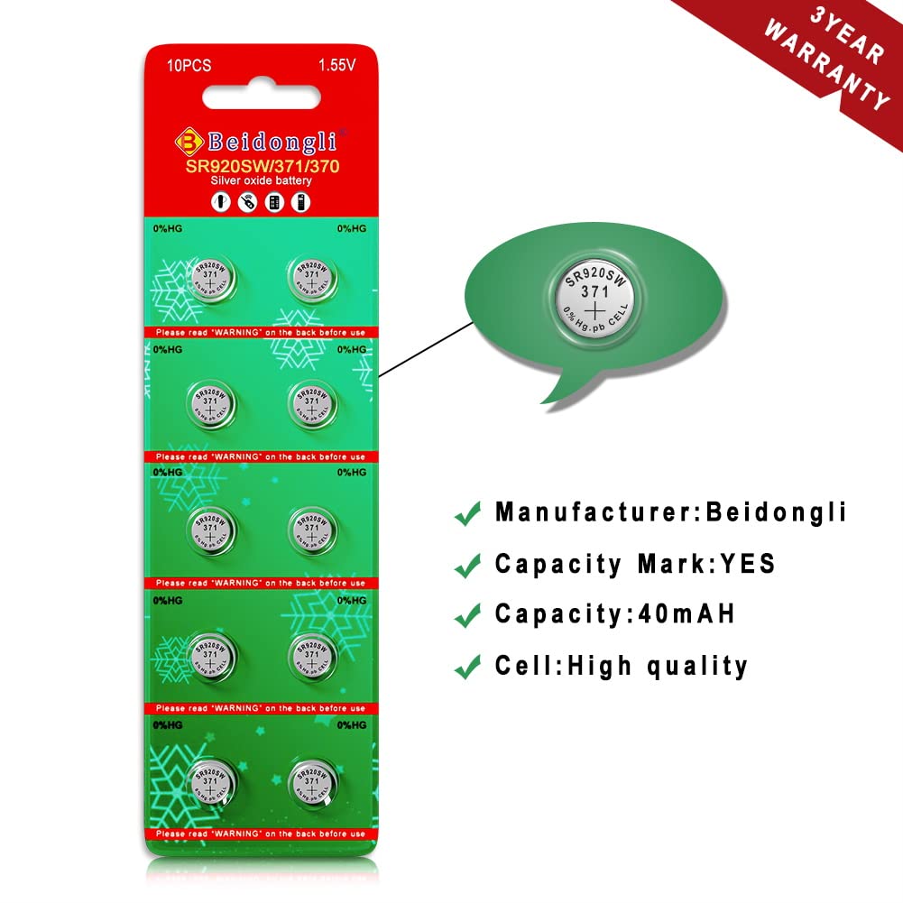 SR920SW Batteries Button Cell AG6 371 V371 Pack of 10 SR920SW 1.5V Alkaline Battery (20 Pack)
