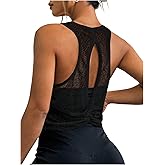 OYOANGLE Women's Sheer Open Back Sports Tank Top Sleeveless Twist Ruched Workout Tops Sleeveless Yoga Shirts