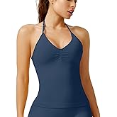 Workout Tank Tops for Women with Built in Bra,Slim Fit Halter Sleeveless Gym Tops Seamless Racerback Athletic Yoga Shirts