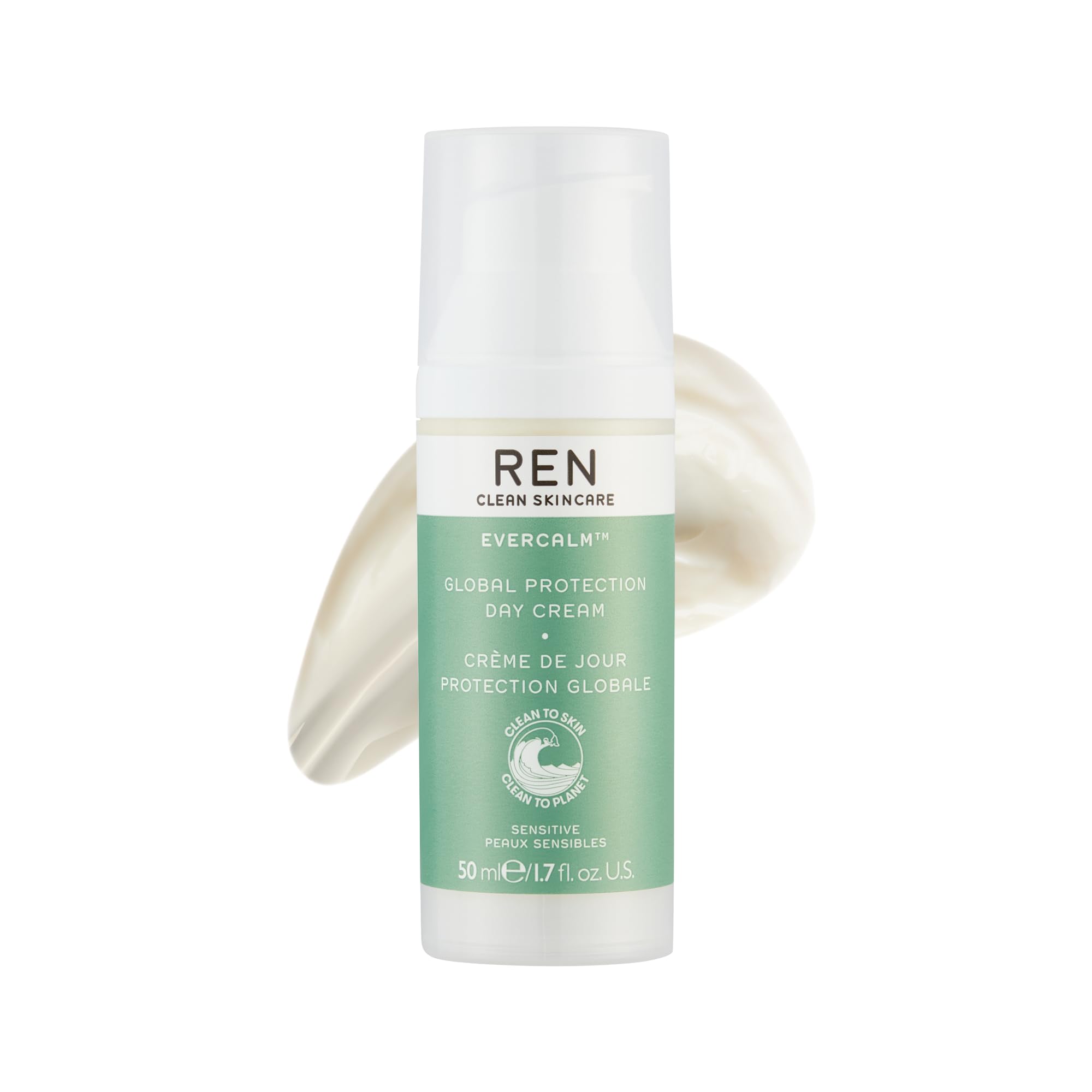 REN Evercalm Global Protection Day Cream for Sensitive Skin – Hydrates, Soothes Redness, Strengthens Skin Barrier & Defends Against Pollutants – Natural Ingredients, 50ml